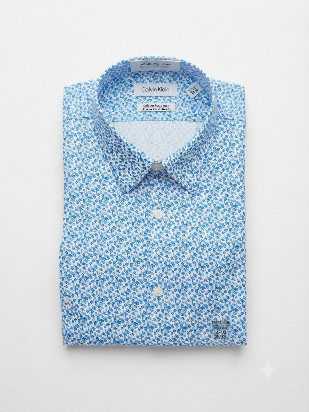 Calvin Klein Light Blue Micro Floral Dress Shirt
